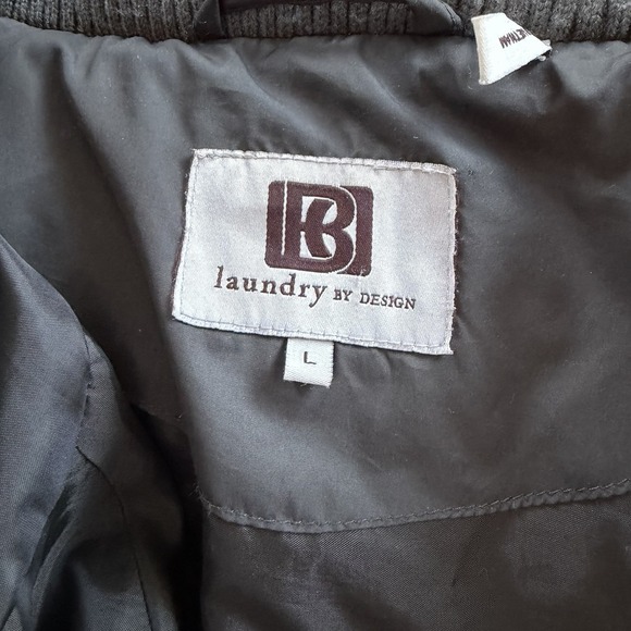 Laundry by Shelli Segal L Olive Long Puffer Coat Faux Fur Hood Jacket - Picture 4 of 6